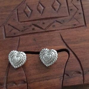 STERLING SILVER DIAMOND EARRINGS HEART SHAPED